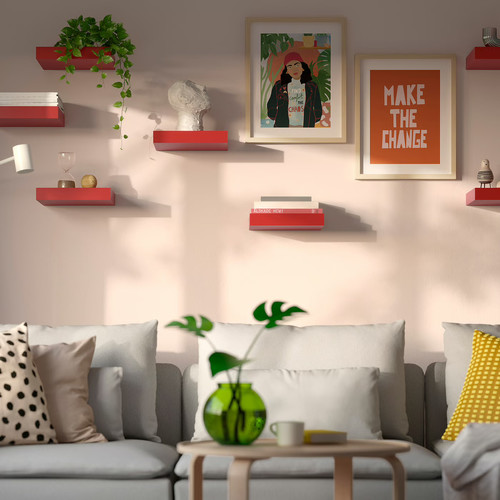 LACK Wall shelf, red, 30x26 cm