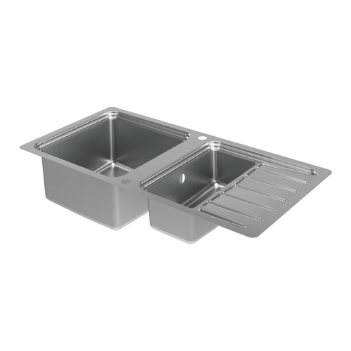 GoodHome Kitchen Sink with drainer, 1.5-bowl, stainless steel