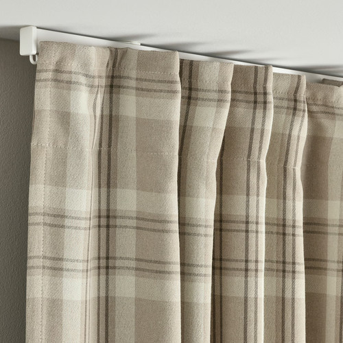 HÄGGVECKMAL Room darkening curtains, 1 pair, beige, 145x300 cm
