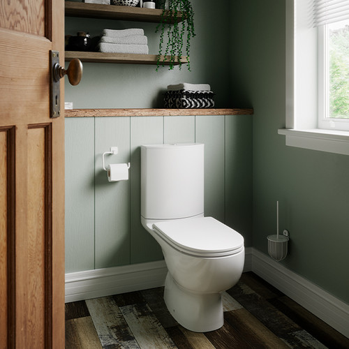 GoodHome Close-coupled Rimless Toilet with Soft Close Seat Cavally Slim 3/6L, horizontal