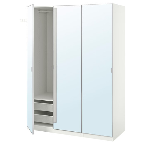 PAX / ÅHEIM Wardrobe combination, white/mirror glass, 150x60x201 cm