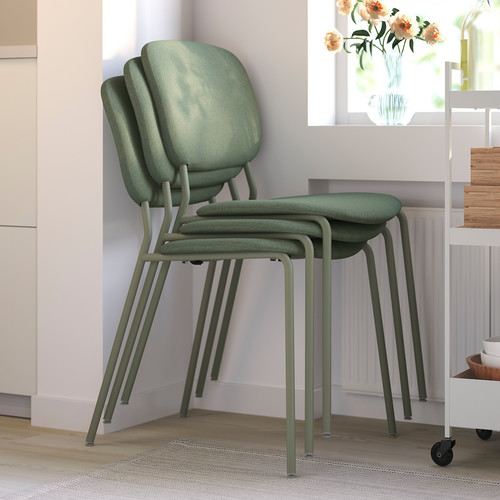 VIHALS / VIHALS Table and 4 chairs, white white/green Tibbleby grey-green, 107 cm