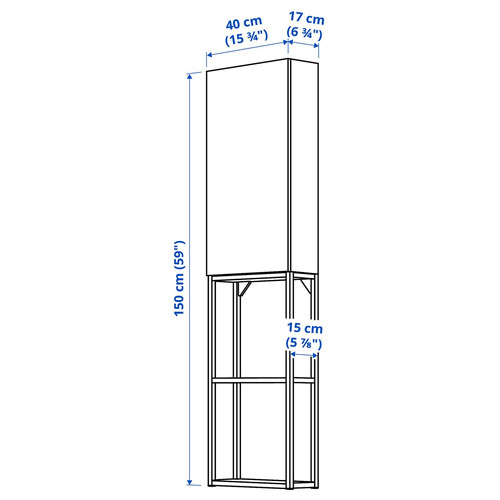 ENHET Storage combination, anthracite/white, 40x17x150 cm