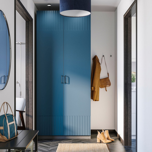 PAX / FYRUDDEN Wardrobe combination, dark grey/blue, 100x60x236 cm