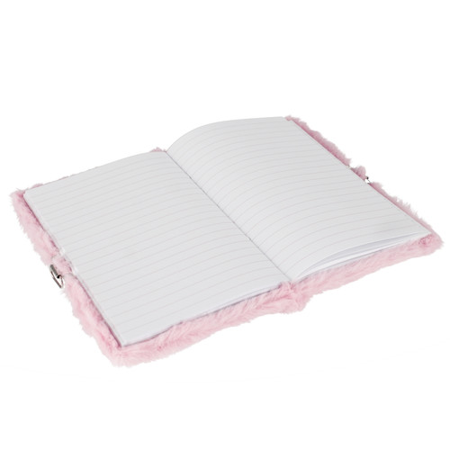 Plush Notebook Diary "J", pink