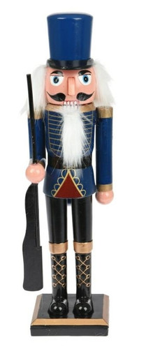 Nutcracker Christmas Decoration 38cm, blue, hat