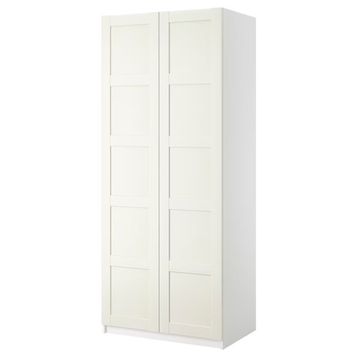 PAX / BERGSBO Wardrobe with 2 doors, white/white, 100x38x201 cm