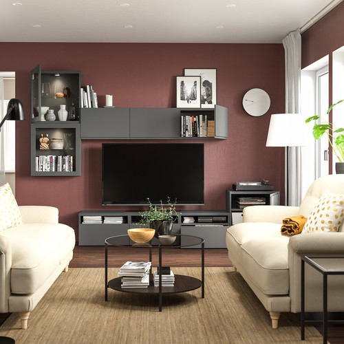 BESTÅ TV storage combination/glass doors, 300x42x211 cm