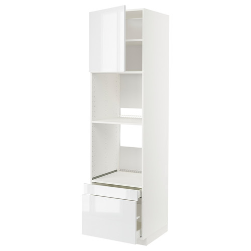 METOD / MAXIMERA Hi cab f ov/combi ov w dr/2 drwrs, white/Ringhult white, 60x60x220 cm