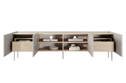 Four-Door TV Cabinet with Drawers Desin 220, cashmere/nagano oak