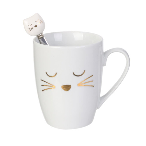 Mug with Spoon Cat 350ml