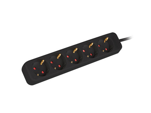 Lanberg Power Strip 1.5m 5x Schuko Outlet PS0-05F-0150-BK, black