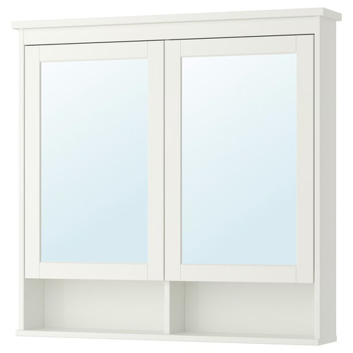 HEMNES Mirror cabinet with 2 doors, white, 103x16x98 cm