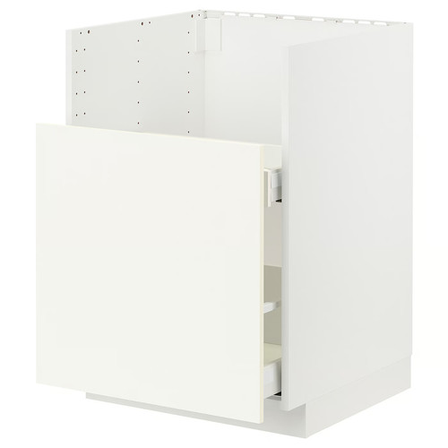 METOD / MAXIMERA Bc f BREDSJÖN snk/1 frnt/2 drws, white/Vallstena white, 60x60 cm
