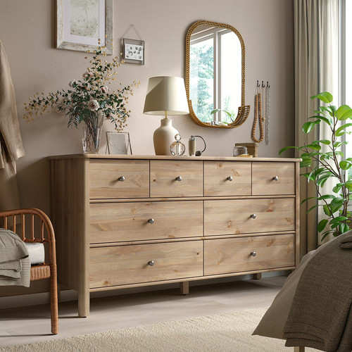 STOREMOLLA Chest of 8 drawers, grey-brown stained, 171x50x91 cm