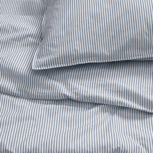 SOLFIBBLA Duvet cover and 2 pillowcases, white blue/stripe, 200x200/50x60 cm