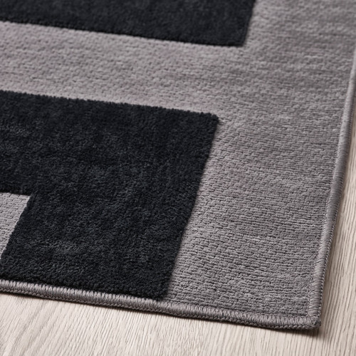 BLÅSKATA Rug, black/grey, 105x160 cm