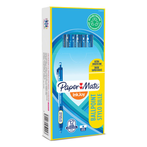 Paper Mate InkJoy 300RT Retractable Ballpoint Pens, Medium Point (1.0mm), blue, 12pcs