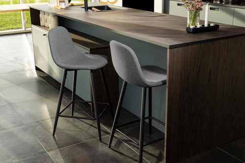 Bar Stool Wilma, light grey/black