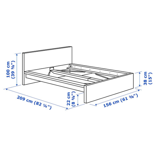 MALM Bed frame with mattress, black-brown/Åbygda firm, 140x200 cm