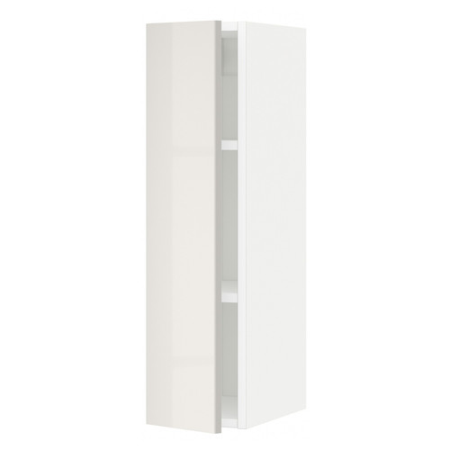METOD Wall cabinet with shelves, white/Ringhult light grey, 20x80 cm