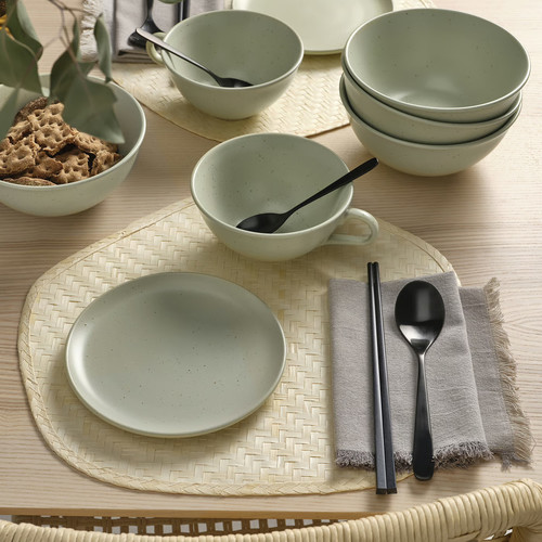MOSSMAL Side plate, dot pattern/light green, 18 cm