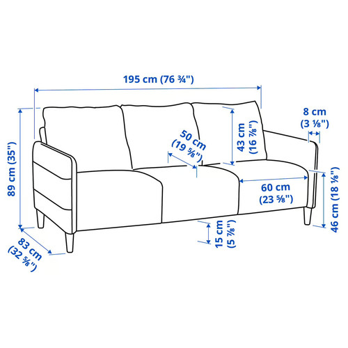 ANGERSBY 3-seat sofa, Knisa light grey