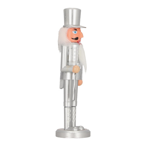 Nutcracker Christmas Decoration 28cm, silver, hat