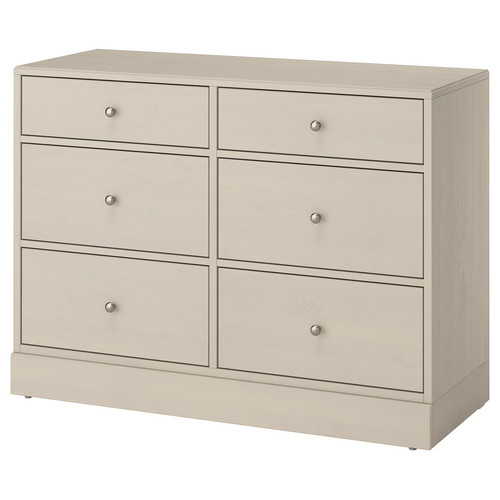 HAVSTA Chest of 6 drawers, grey-beige, 121x47x89 cm