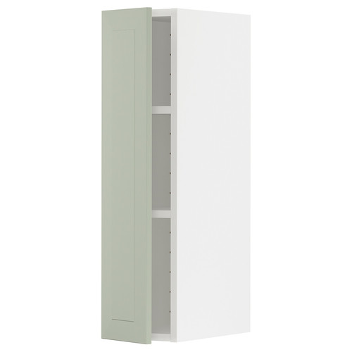 METOD Wall cabinet with shelves, white/Stensund light green, 20x80 cm
