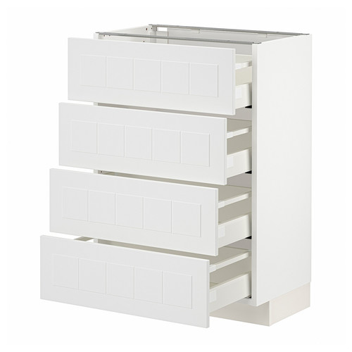 METOD / MAXIMERA Base cab 4 frnts/4 drawers, white/Stensund white, 60x37 cm