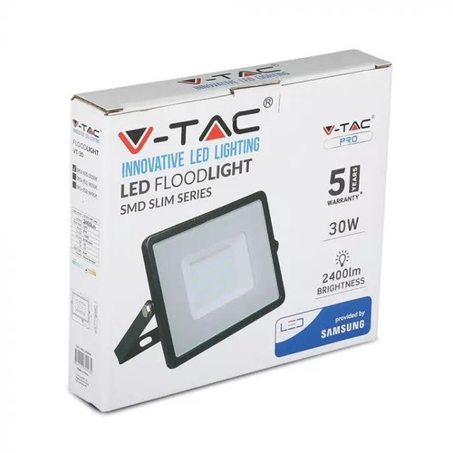 V-TAC Floodlight LED 30 W 6400K 2400lm, black