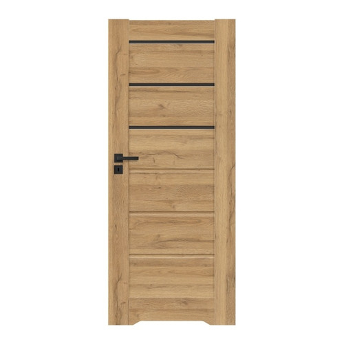 Non-rebated Internal Door Toreno 80, right, undercut, grandson oak with black glass