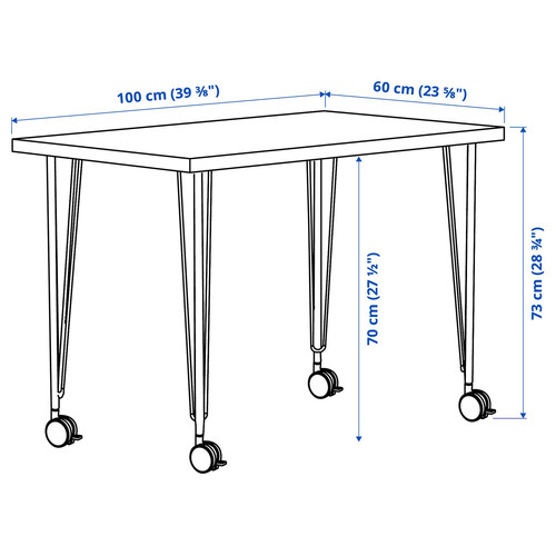 LINNMON / KRILLE Desk, white/black, 100x60 cm