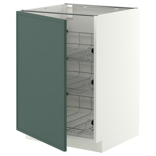 METOD Base cabinet with wire baskets, white/Aspudden dark grey-green, 60x60 cm