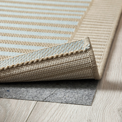 SKEVNING Runner, flatwoven, brown blue/stripe in/outdoor, 80x200 cm