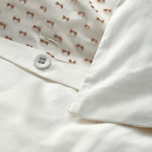 BANDKNIPPE Duvet cover and pillowcase, white/beige, 150x200/50x60 cm