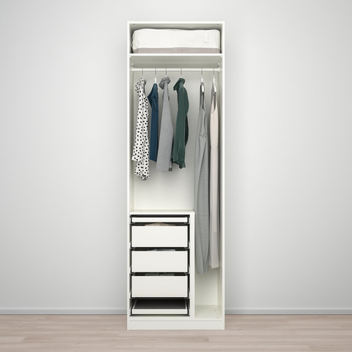 PAX / FORSAND/ÅHEIM Wardrobe combination, white/mirror glass, 75x60x236 cm