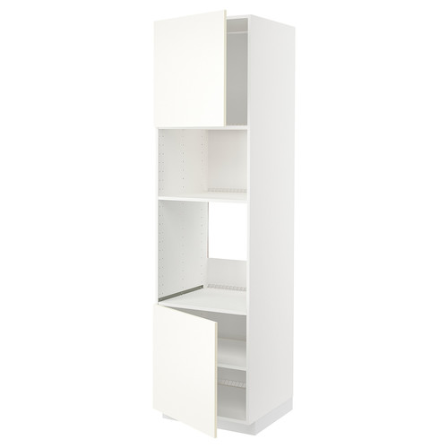 METOD Hi cb f oven/micro w 2 drs/shelves, white/Vallstena white, 60x60x220 cm
