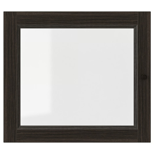 OXBERG Glass door, dark brown oak effect, 40x35 cm