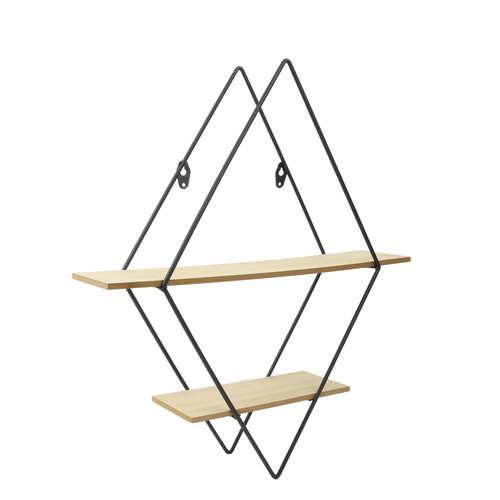 Wall Shelf for Plants Diamond, black/natural