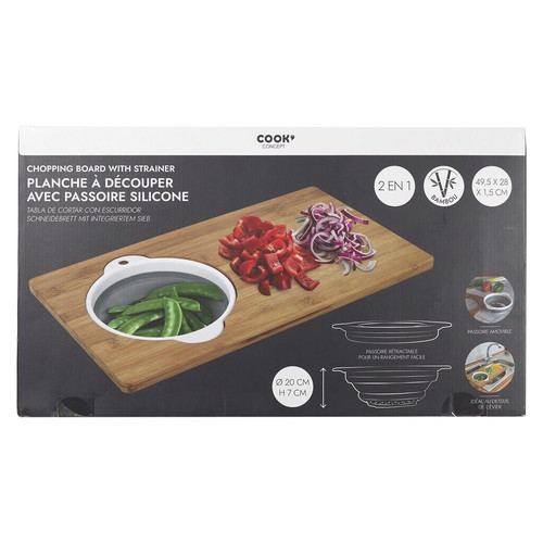 Bamboo Chopping Board with Integrated Sieve