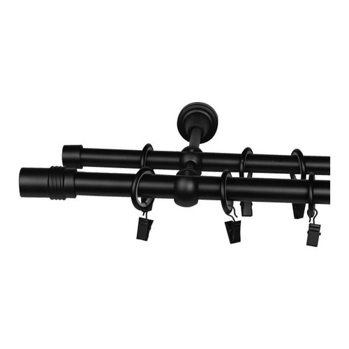 Double Curtain Rod GoodHome Araxos 19/16 mm 240 cm, matt black