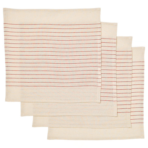 VIPPSTARR Napkin, stripe pattern red/natural, 30x30 cm, 4 pack
