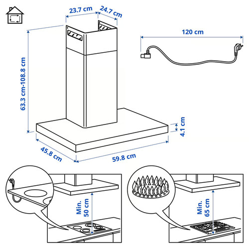 MATÄLSKARE Wall mounted extractor hood, black, 60 cm