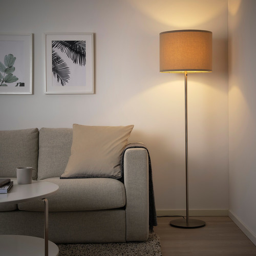 SKAFTET Floor lamp base, brass-colour