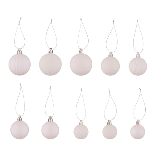 Christmas Baubles 20pcs, plastic, white