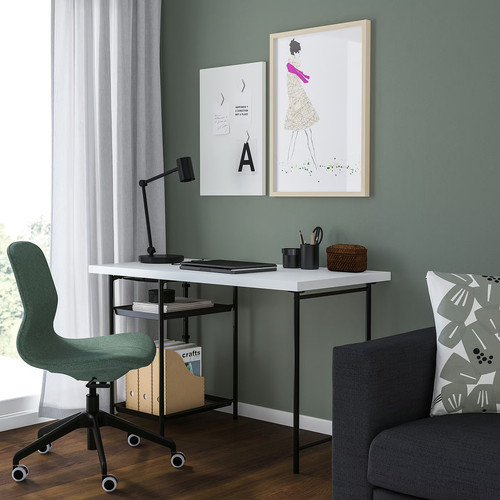LAGKAPTEN / SPÄND Desk, white/black, 120x60 cm