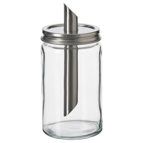 CITRONHAJ Sugar shaker, clear glass/stainless steel, 15 cm