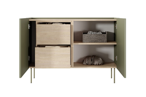Two-Door Cabinet with Drawers Desin 120, olive/nagano oak